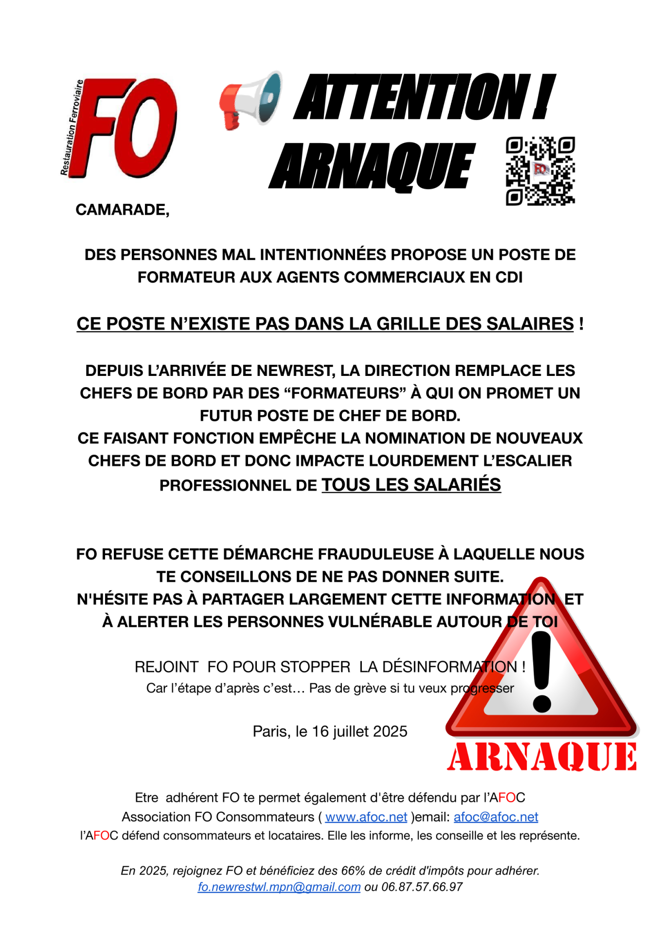 Tract arnaque formateur du 16-07-2025